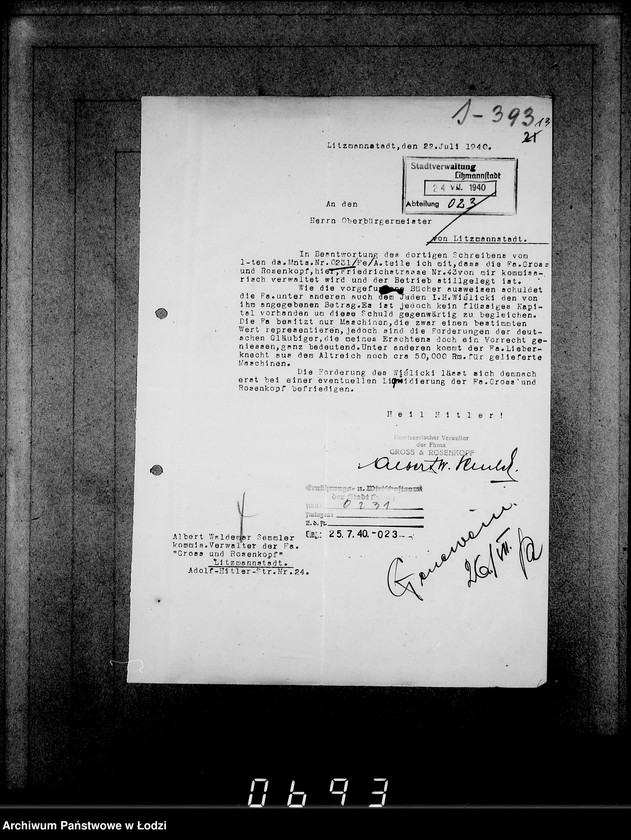 Obraz 17 z jednostki "J.[uden] 391-405 [Wnioski Żydów z Getta o zwrot należności za pracę lub towar wzięty na kredyt]"