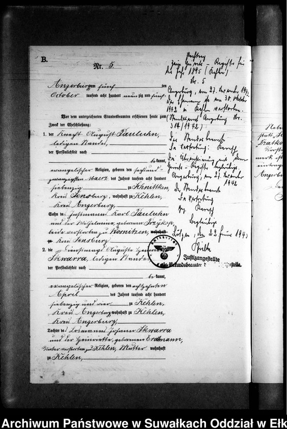 image.from.unit.number "Heiraths-Neben-Register des Preussischen Standes-Amtes Kehlen Kreis Angerburg"