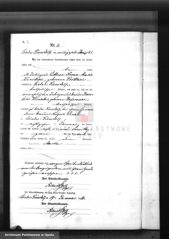 Obraz 5 z jednostki "Geburts-Neben-Register Standesamts Hohen-Giersdorf pro 1881"