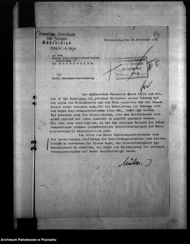 Obraz 18 z jednostki "Ausbau der Ober - Heimschule Hohensalza (Inowrocław)"