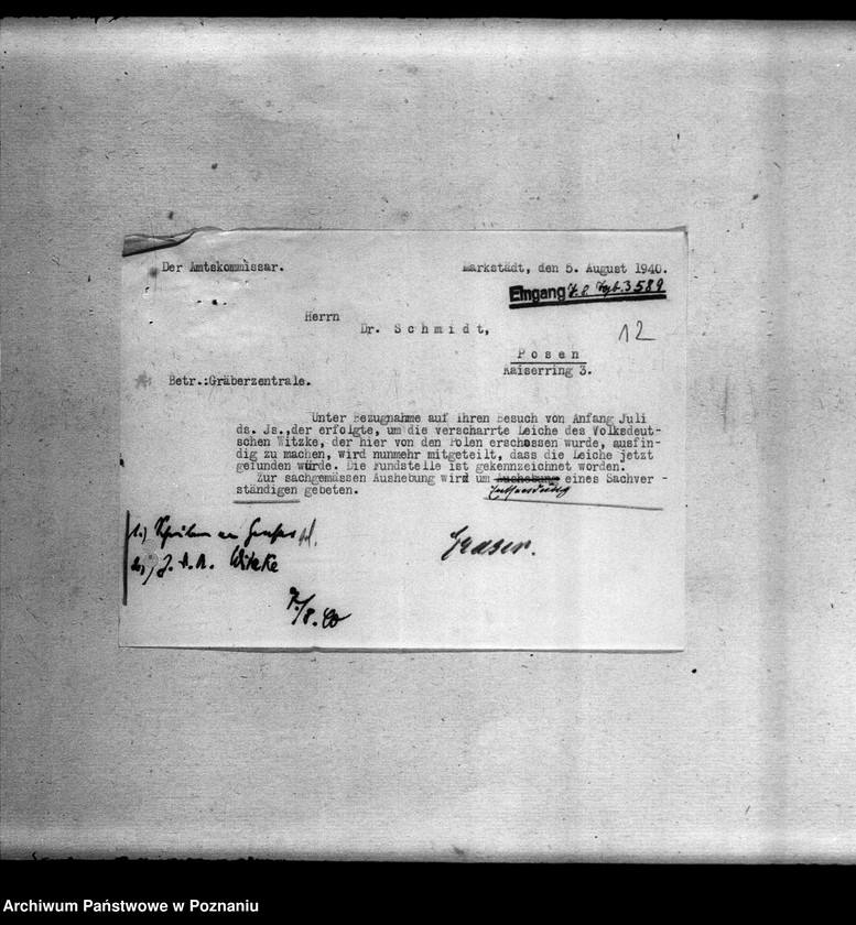 Obraz 18 z jednostki "Korespondencja w sprawie miejscowych Niemców ze Śląska, Wielkopolski i Poznania, którzy zginęli w 1939 roku"