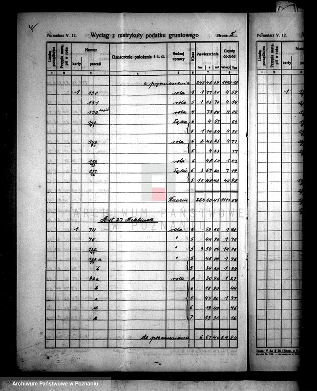 image.from.unit.number "Zestawienie parcel katastralnych i czystego dochodu obszaru przeznaczonego do przymusowego wykupu majątku Karna powiatu wolsztyńskiego"