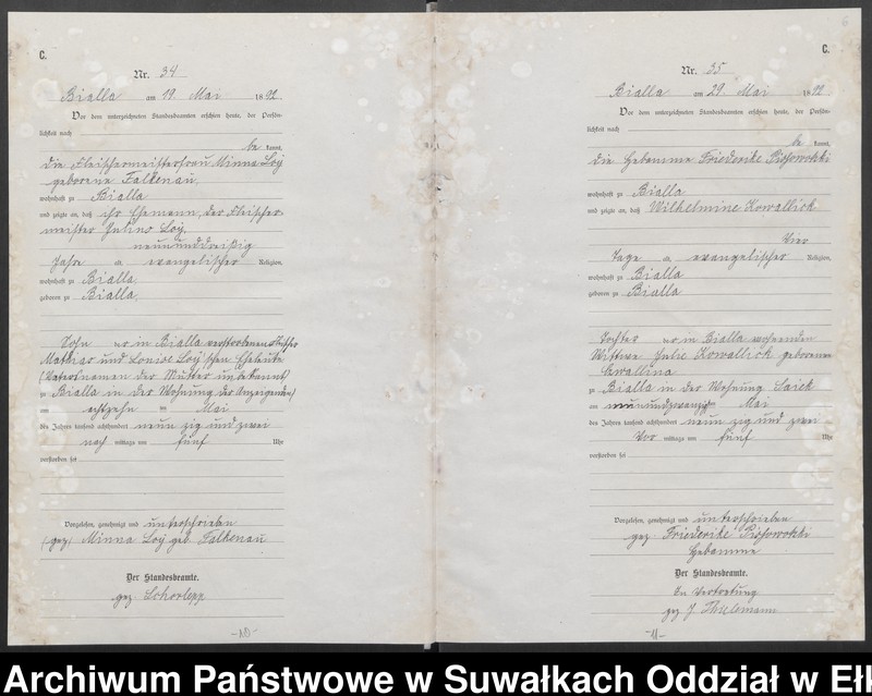 Obraz 9 z jednostki "[Sterbe-Haupt-Register des Königlichen Preussischen Standes-Amtes Bialla Kreis Johannisburg]"
