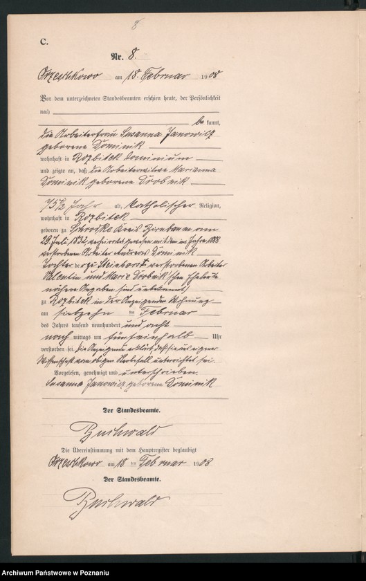 Obraz 11 z jednostki "Sterbe-Neben-Register"