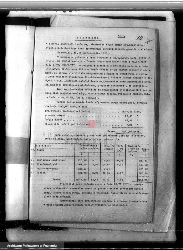 Obraz 14 z jednostki "Sprawa zmiany rodzaju użytkowania 426,34 ha gruntów leśnych w majątku Gosławice powiat koniński celem utworzenia deputatu rolnego dla staży leśnej"