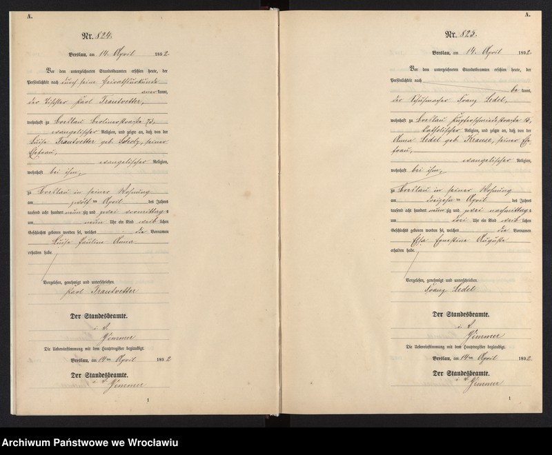 image.from.unit.number "Geburts-Neben-Register Breslau I 1892 Band 3"