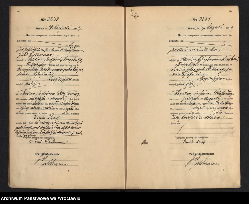 image.from.unit.number "Geburts-Haupt-Register Breslau I 1889 Band 9"