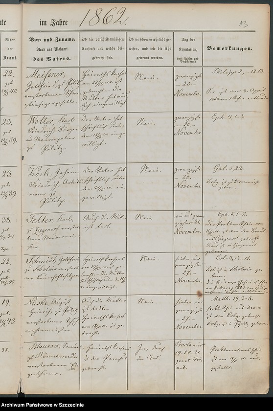 image.from.unit.number "Trauregister. Pöelitz (Police, szcz.)."