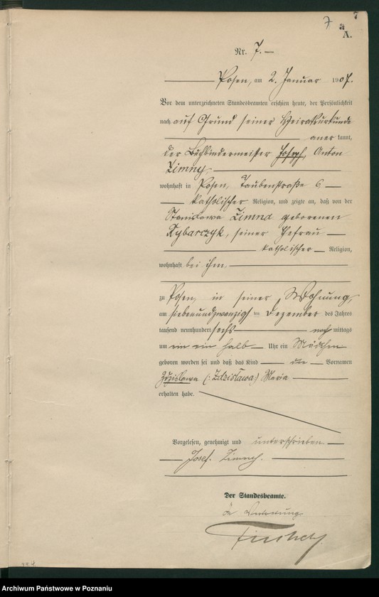 Obraz 9 z jednostki "Księga miejscowa urodzeń tom I [Rejestr główny urodzeń]"