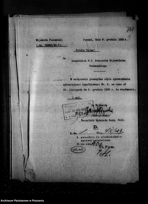 Obraz 5 z jednostki "Sprawozdania sytuacyjne tygodniowe za czas od 29 listopada 1929 r. do dnia 2 stycznia 1930 r. /nr 5-9/ działy VII-XIII"