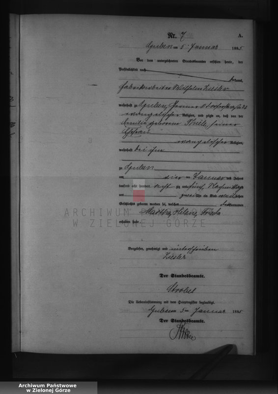 image.from.unit.number "Geburts-Neben-Register, Band I von No 1 bis No 500"