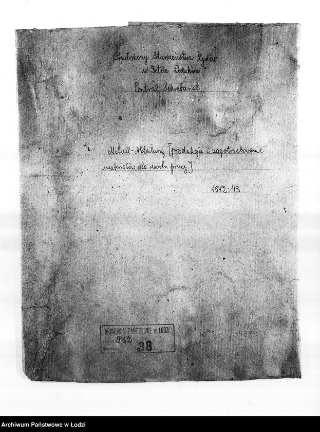 Obraz 3 z jednostki "Metall-Abteilung [Produkcja i zapotrzebowanie materiałów dla resortu pracy]"