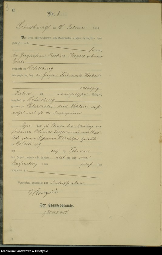 Obraz 11 z jednostki "Sterbe-Haupt-Register Nr 1 - 65"