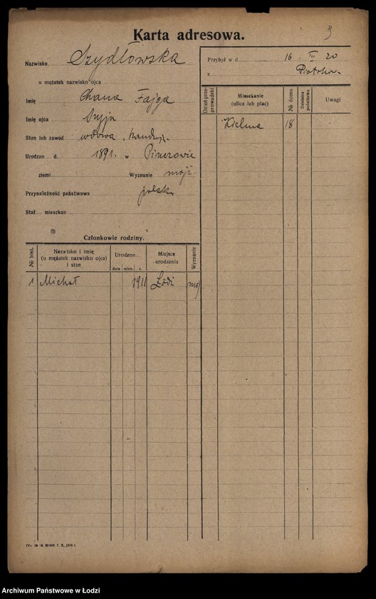 Obraz 11 z jednostki "[Spis ludności Łodzi] Szydłowska-Szymanowski"