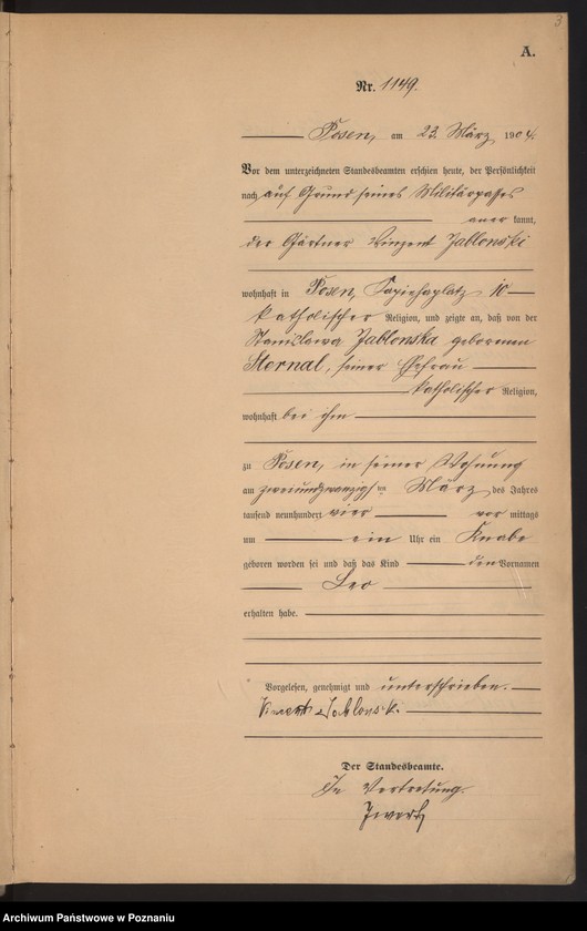 Obraz 4 z jednostki "Księga miejscowa urodzeń tom III"