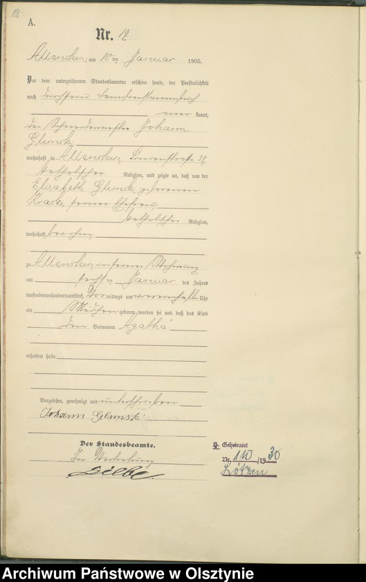 image.from.unit.number "Geburts-Haupt-Register Tom I, Nr 1- 398"
