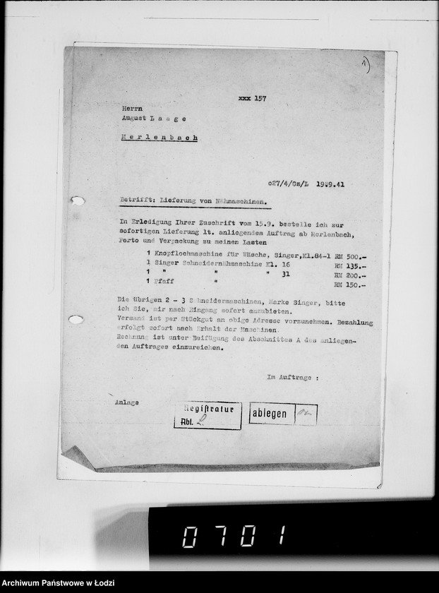 Obraz 6 z jednostki "[Korespondencja z urzędami, instytucjami i firmami] Lit.Lo-Lod."