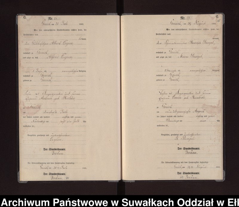 Obraz 18 z jednostki "Sterbe-Neben-Register des Königlich Preussischen Standes-Amtes Gneist Kreis Loetzen"