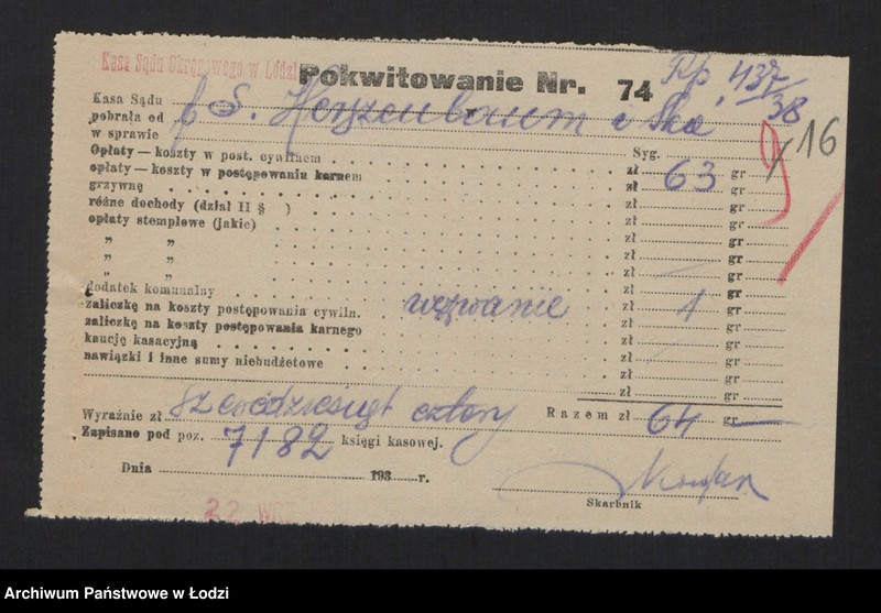 Obraz 18 z jednostki "Symcha Herszenbaum, Josek Hersz Herszenbojm- sprzedaż odpadków włókienniczych"