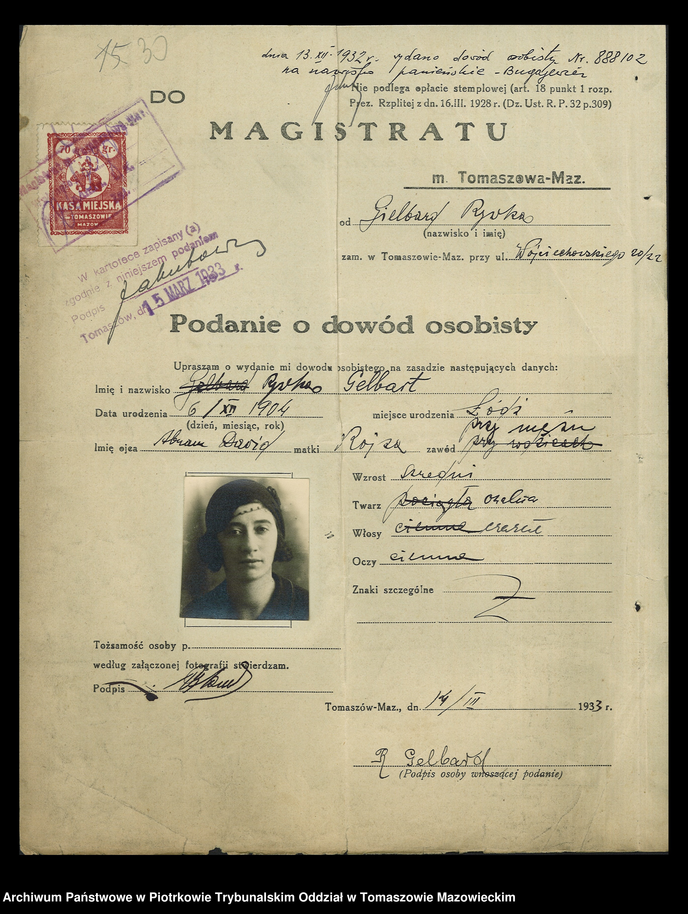 Skan z jednostki: Dowodów osobistych od nr 356 do 525. Tom II