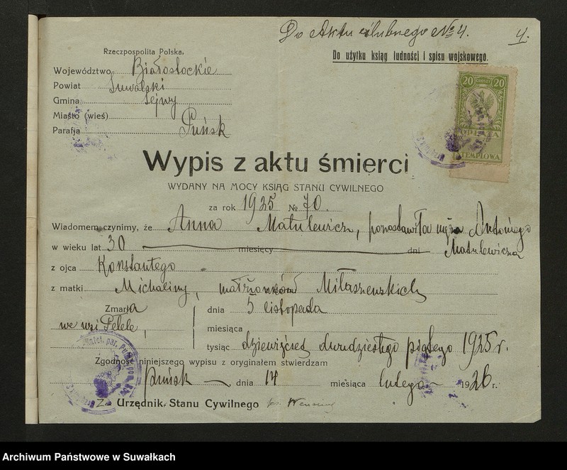 Obraz 6 z jednostki "Dokumenty Zaślubionych Rzymsko-Katolickiej parafii Smolańskiej za 1926 rok"