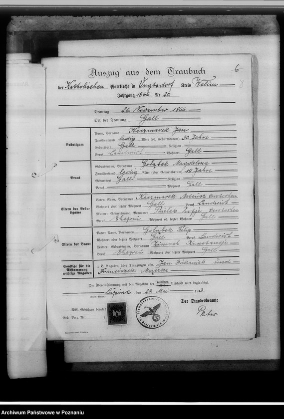 Obraz 12 z jednostki "[Uwierzytelnione odpisy z ksiąg kościelnych i urzędów stanu cywilnego]"