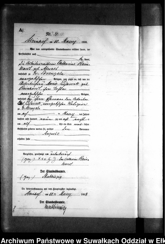 image.from.unit.number "Geburts-Neben-Register des Preussischen Standes-Amtes Gr. Strengeln Kreis Angerburg"