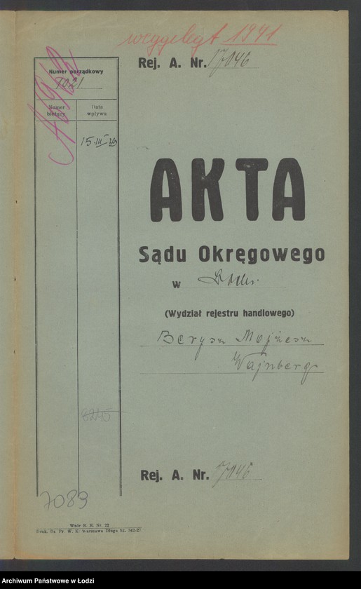 Obraz 2 z jednostki "Berysz Mojżesz Wajnberg- sprzedaż losów loterii państwowej"