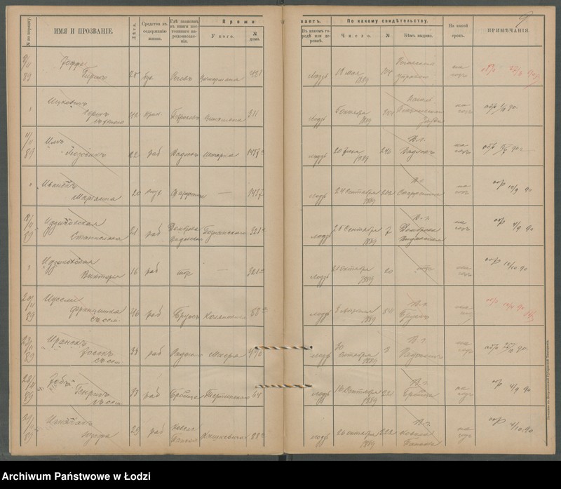 Obraz 11 z jednostki "[Księga ludności niestałej m. Łodzi lit. I]"