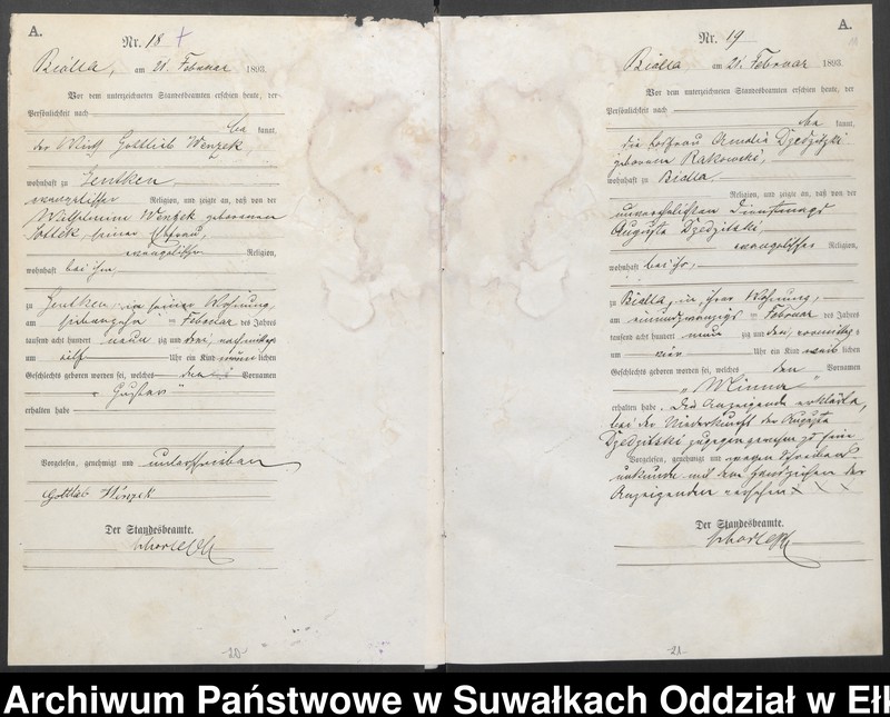 image.from.unit.number "[Geburts]-Haupt-Register des Königlichen Preussischen Standes-Amtes Bialla Kreis Johannisburg"