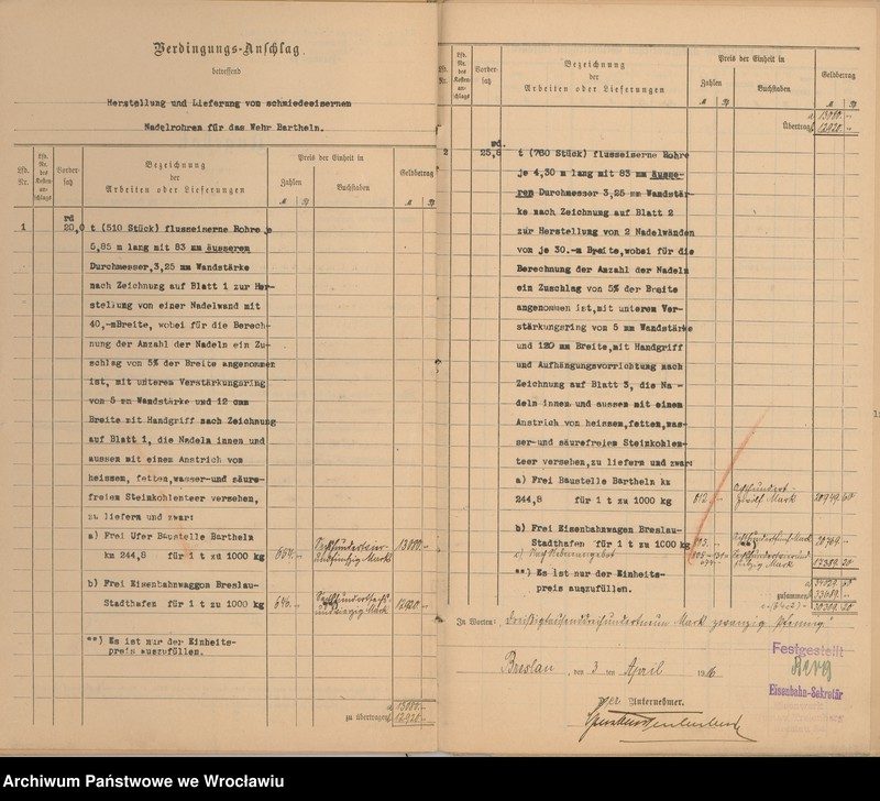image.from.unit.number "Besondere Bedingungen für die Herstellung und Lieferung von Rohren aus Flusseisen f2r die Nadeln des Wehres Bartheln"
