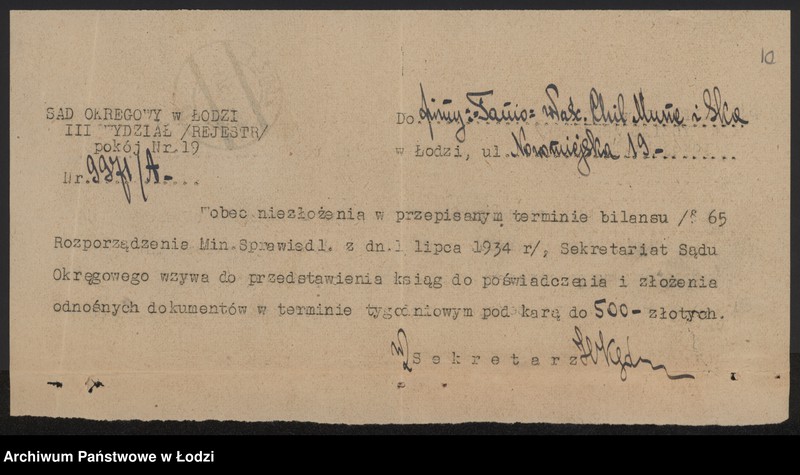 Obraz 12 z jednostki ""Tanio" wł. Chil Mune i S-ka- sprzedaż towarów dzianych"