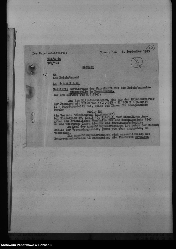 Obraz 16 z jednostki "Unterkunft der Aussenstelle des Reichsbauamtes Leslau in Hermannsbad"