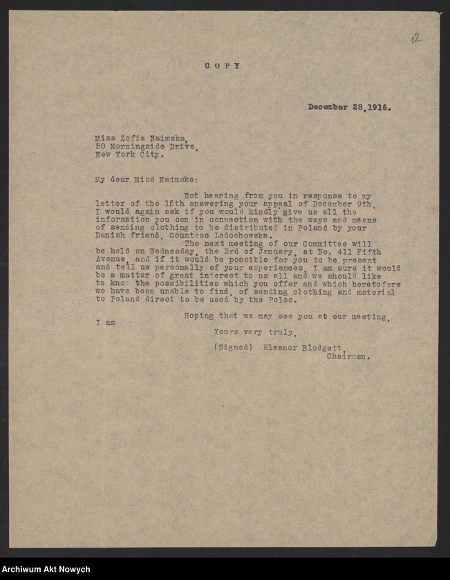 image.from.unit.number "Unit No. 7, The Comforts Committee of the Navy League and Clothing Committee of the Polish Victims Relief Fund Associated. Lista członków. Zarys działalności. Korespondencja"