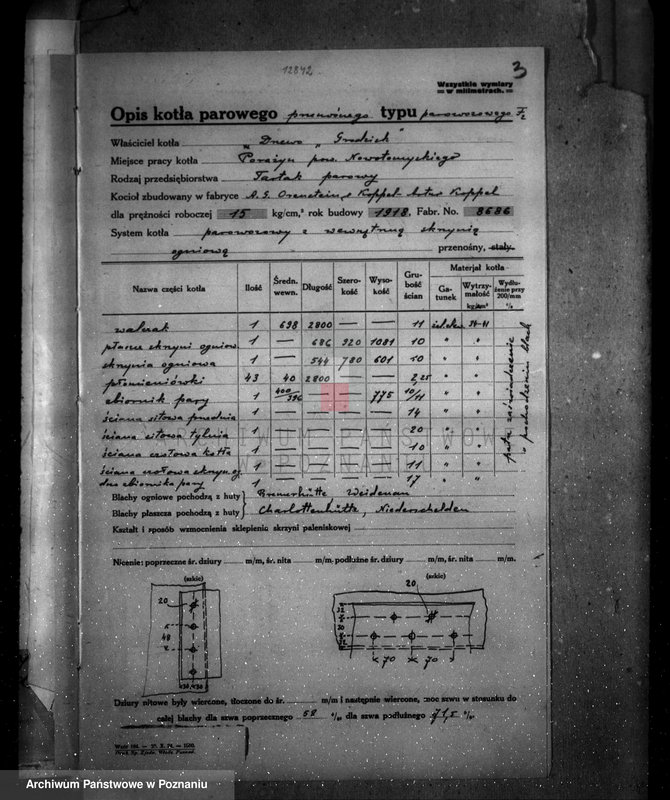 Obraz 7 z jednostki "Tartak parowy w Porażynie, pow. nowotomyski nr woj. kotła 5828"