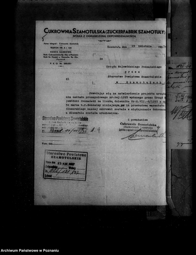 Obraz 9 z jednostki "Zatwierdzenie zakładu przemysłowego /fabryki mebli/ Bracia Koerpel w Szamotułach"