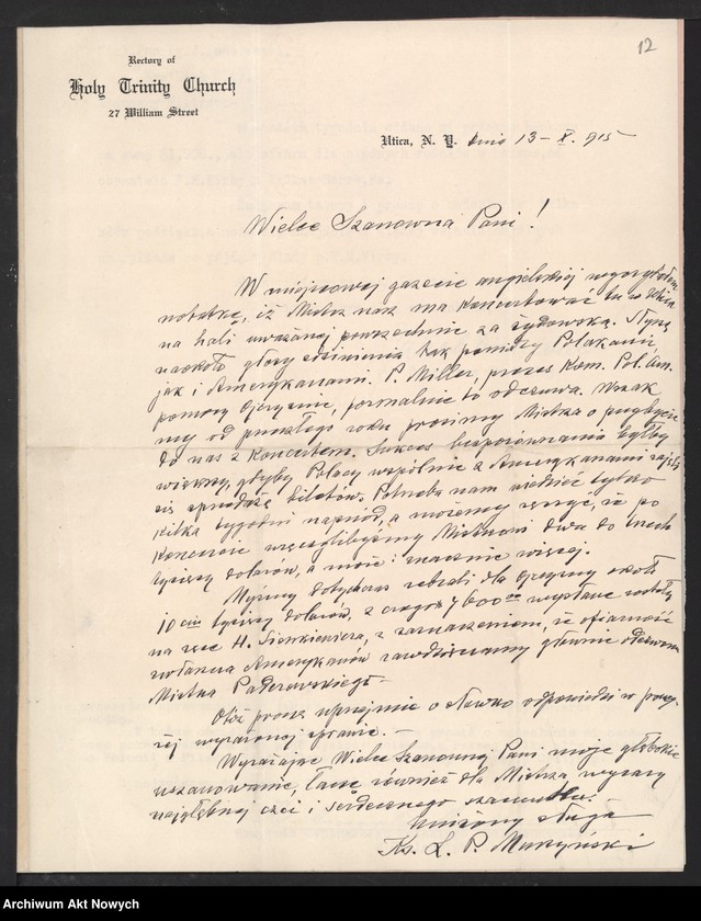 image.from.unit.number "Korespondencja organizacji polonijnych i osób prywatnych ze Stanów Zjednoczonych do I. J. Paderewskiego w sprawie pomocy dla ofiar wojny w Polsce"