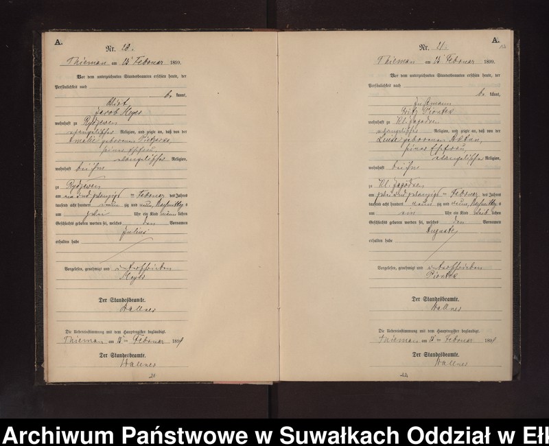 image.from.unit.number "Geburts-Neben-Register des Preussischen Standes-Amtes Rydzewen Kreis Loetzen"