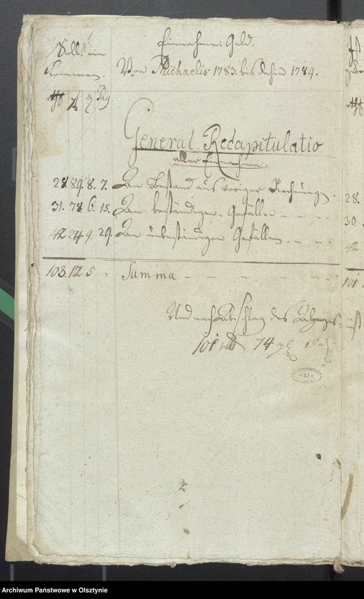 image.from.unit.number "Kobultische Kirchen-Rechnung über Einnahme und Ausgabe Geld"