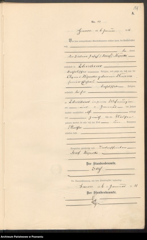Obraz 16 z jednostki "Geburts-Nebenregister Band I"