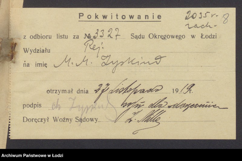 Obraz 10 z jednostki "Mendel Mordka Zyskind - sprzedaż towarów manufakturowych"