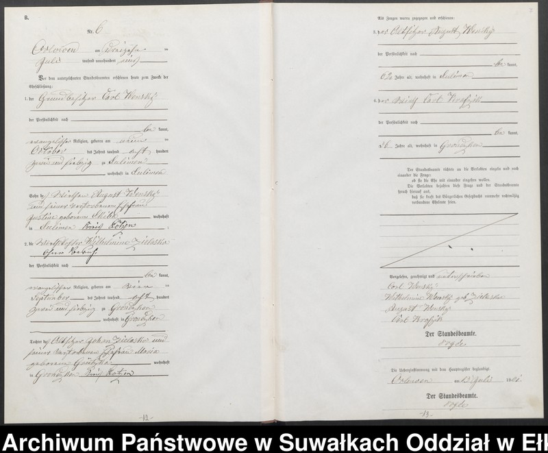 image.from.unit.number "Heiraths-Neben-Register des Preussischen Standes-Amtes Orlowen Kreis Loetzen"