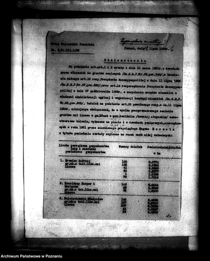 Obraz 10 z jednostki "Regulacja hipoteczna scalonych gruntów wsi Lisewo powiatu konińskiego"