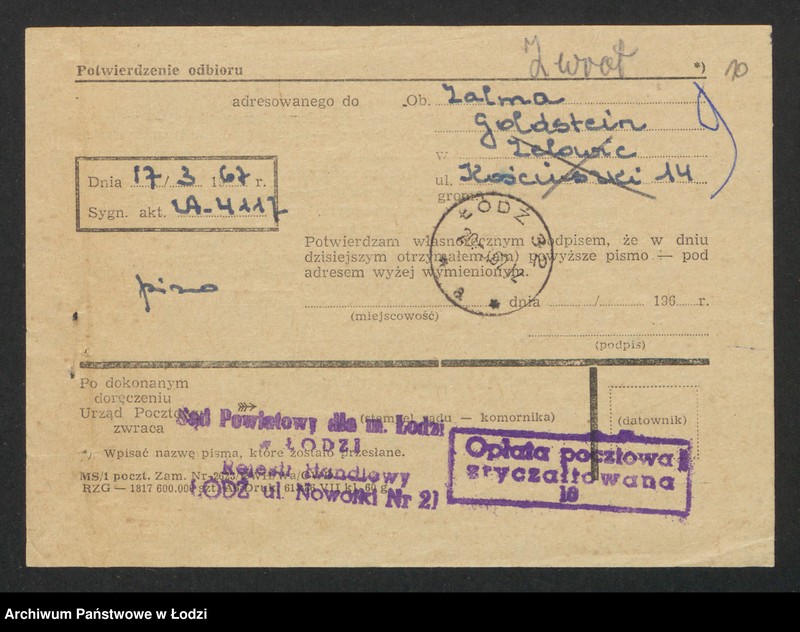 image.from.unit.number "Zalma Goldstein- handel nabiałem"