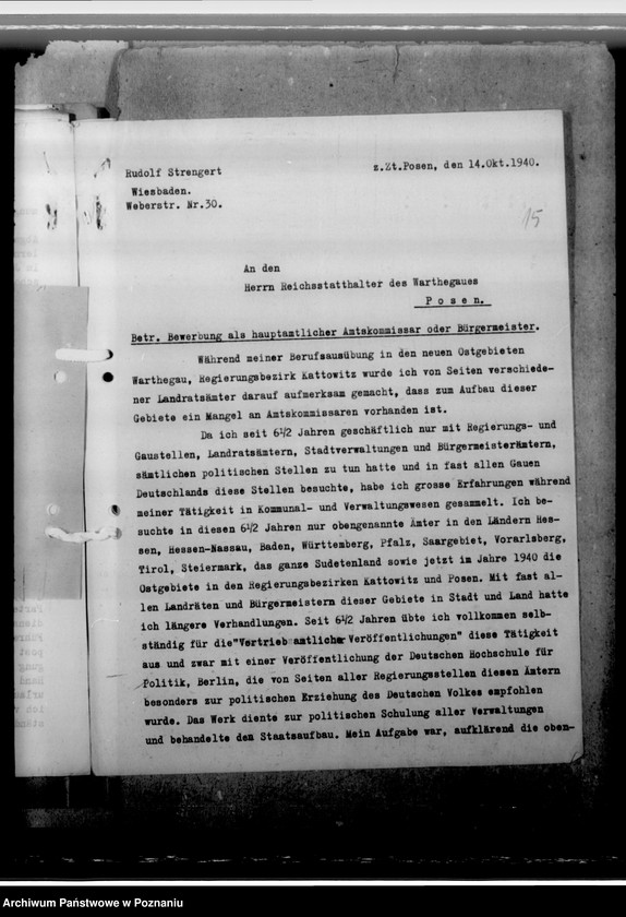 Obraz 19 z jednostki "Strengert, Rudolf und Rodius, Bernhard - Bewerbung als Amtskommissar"