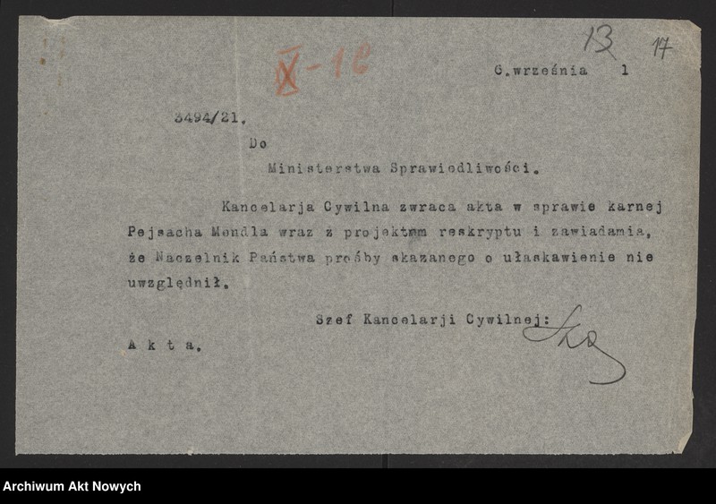 image.from.unit.number "Ułaskawienia z b. Kongresówki - nieuwzględnione, ale najczęściej objęte amnestią, dotyczące zabójstw, pobicia, kradzieży, oszustwa, spraw mieszkaniowych, gorzelnictwa, zniesławienia, zniewagi duchowieństwa i obrządków kościoła rzymsko - katolickiego, wykroczeń funkcjonariusza policji, występowania przeciw służbie wojskowej oraz powtarzania w czasie odwrotu wojska polskiego rzekomych wieści o jego klęskach"