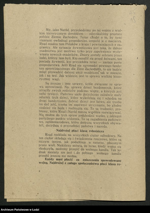 Obraz 19 z jednostki "Odezwy [tezy do referatów, materiały propagandowe różnych organizacji społeczno - politycznych]"