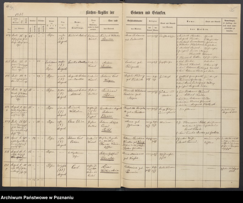 Obraz 20 z jednostki "Duplikat der Register der Gebornen, Getauften, Getrauten und Verstorbenen"