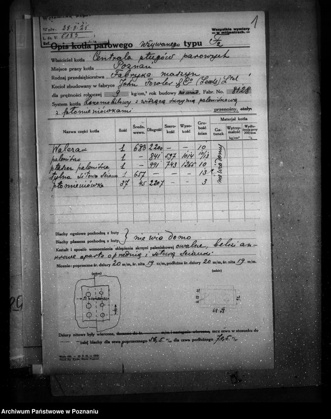 Obraz 5 z jednostki "Fabryka maszyn własność Centrali pługów parowych Poznań nr woj. kotła 5843"