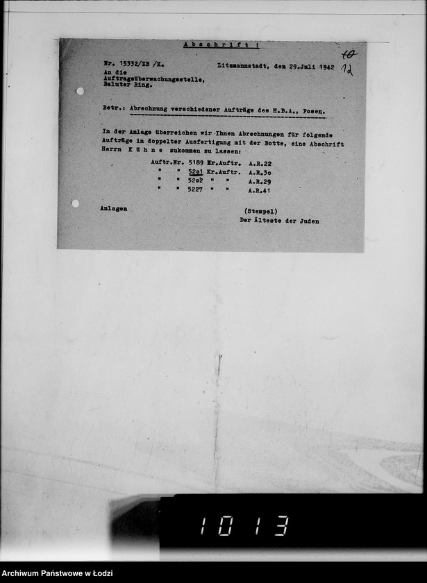 Obraz 16 z jednostki "Kriegsauftrag R.30. Rein.von Pelzen 32 HBA Posen"
